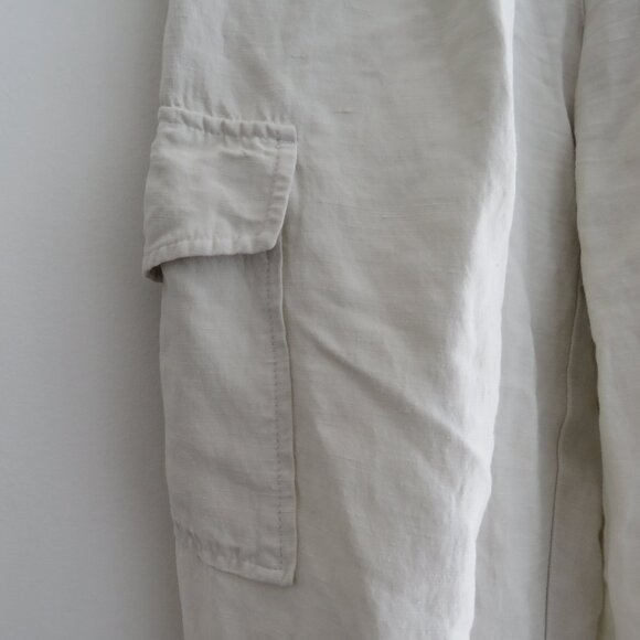 ARITZIA WILFRED Kafka Linen Blend Cropped Cargo Pants in Cream Neutral Size US 0 - Picture 4 of 15